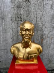 Tượng Bác Hồ bán thân đồng đỏ dát vàng 24k cao 42cm - Đồng Đông Sơn