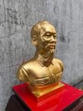 Tượng Bác Hồ bán thân đồng đỏ dát vàng 24k cao 42cm - Đồng Đông Sơn