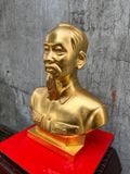 Tượng Bác Hồ bán thân đồng đỏ dát vàng 24k cao 42cm - Đồng Đông Sơn