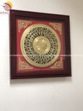 Tranh trống đồng bằng đồng vàng gò dát vàng KT 90x90cm mẫu 2