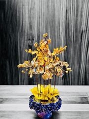 Hoa Lan 9 thân đồng vàng mạ vàng 24K, cành giả cổ cao 58cm mẫu 2 - Đồng Đông Sơn