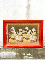 Tranh hoa sen bằng đồng dát vàng bạc KT 88x61cm - Quà tặng hoa sen