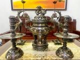 Bộ ngũ sự khảm ngũ sắc họa tiết rồng cao 60cm