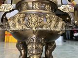 Bộ ngũ sự đồng vàng đỉnh rồng 45cm màu vàng giả cổ