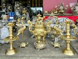 Bộ ngũ sự đồng vàng đỉnh rồng 65cm màu vàng mộc - Rồng nổi 3d