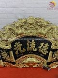 Bộ cuốn thư câu đối kích thước 1m76 đồng vàng dát vàng nền đen
