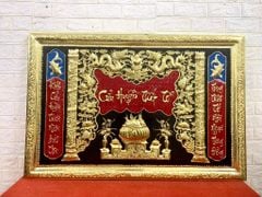 Tranh thờ Cửu huyền thất tổ bằng đồng vàng kích thước 88cmx1m38 dát vàng