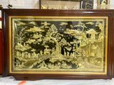 Tranh Vinh Quy Bái Tổ Cao Cấp đồng vàng kích thước 107cm x 167cm