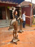 Đôi hạc thờ đồng đỏ phớt nỉ ngậm ngọc cao 171cm