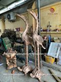 Đôi hạc thờ đồng đỏ phớt nỉ ngậm ngọc cao 197cm