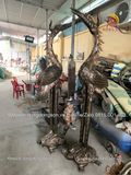Đôi hạc thờ đồng đỏ phớt nỉ ngậm ngọc cao 197cm