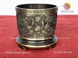 Bát hương đồng vàng đường kính 14cm màu nâu giả cổ