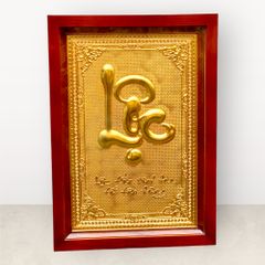 Tranh chữ Lộc mạ vàng 24k KT48x68cm - tranh quà tặng Đồng Đông Sơn