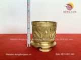 Bát hương đồng vàng đường kính 18cm màu vàng mộc