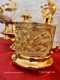 Bát hương đồng vàng mạ 24k đường kính 18cm
