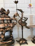 Bộ đỉnh ngũ sự đồng đỏ đỉnh sòi cao 60cm màu phớt nỉ