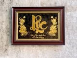 Tranh chữ Lộc nền đen dát vàng phần chữ KT38x54cm - tranh quà tặng Đồng Đông Sơn