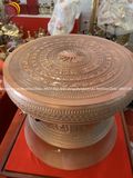 Quả trống ngọc lũ đúc đồng đỏ đường kính 50cm mẫu cao cấp màu phớt hồng - Trống đồng Ngọc Lũ đúc nổi