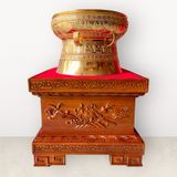 Quả trống bằng đồng đỏ dát vàng 24k đường kính 40cm - Trống đống dát vàng