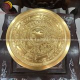 Quả trống ngọc lũ đúc đồng đỏ đường kính 20cm dát vàng 24k - Trống đồng Ngọc Lũ đúc nổi
