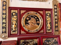 Tranh Thuận Buồm Xuôi Gió lục bình sen đồng vàng mạ vàng 24k kích thước 107cm x 197cm - Đồng Đông Sơn