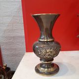 Lọ hoa bằng đồng màu hun nâu cao 30cm