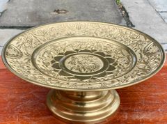 Mâm bồng chữ phúc hóa rồng bằng đồng màu vàng mộc đường kính 35cm - phụ kiện đồ thờ
