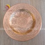 Mâm bồng bằng đồng đỏ ám long phụng đường kính 30cm - phụ kiện đồ thờ