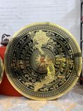 Mặt trống đồng vàng nền đen họa tiết bản đồ Việt Nam | mặt trống đồng đông sơn ĐK 1m1