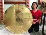 Mặt trống đồng đông sơn nền vàng bản đồ Việt Nam | mặt trống đồng ĐK 60cm