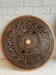 Mặt trống đồng đỏ đúc nổi họa tiết đen | mặt trống đồng đông sơn ĐK 60cm