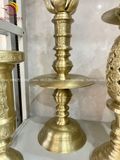 Đôi chân nến bằng đồng vàng hoạ tiết trơn cao 45cm