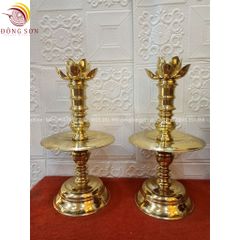 Đôi chân nến bằng đồng vàng vàng bóng mạ cao 40cm