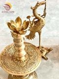 Tam sự nến song long chầu nguyệt đồng vàng màu vàng mộc cao 60cm - bộ đồ thờ cúng