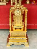 Ngai thờ bằng đồng đỏ thúc nổi dát vàng 14k | ngai thờ gia tiên đầy đủ kích thước