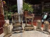 Ngai thờ bằng đồng vàng hun giả cổ | ngai thờ gia tiên đầy đủ kích thước