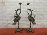 Bộ ngũ sự bằng đồng hun giả cổ họa tiết Sòi cao 40cm