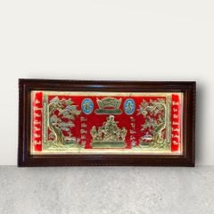 Tranh Mừng Thọ Bà đồng vàng kích thước 80cm x 159cm - Đồng Đông Sơn