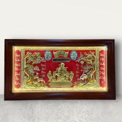 Tranh Mừng Thọ Bà đồng vàng kích thước 77cm x 134cm - Đồng Đông Sơn