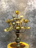 Bó hoa sen đồng 15 cành màu nâu mix vàng cao 70cm trang trí ban thờ mẫu 2