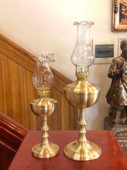 Đèn dầu đồng vàng cao 18cm - đèn thờ bằng đồng