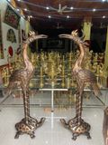 Đôi hạc thờ đồng đỏ phớt nỉ ngậm ngọc cao 180cm