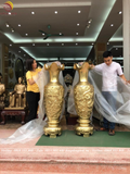 Đôi lục bình bằng đồng cattut đúc nổi tứ linh cao 1m7 - Lục bình cỡ lớn