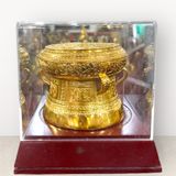 Quả trống bằng đồng vàng mạ vàng 24k đường kính 12cm - Trông đồng quà tặng