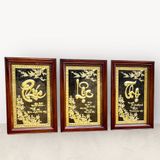 Tranh chữ Phúc Lộc Thọ  bằng đồng vàng KT55x81cm - tranh quà tặng Đồng Đông Sơn
