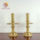 Tam sự nến song long chầu nguyệt đồng vàng màu vàng mộc cao 45cm - bộ đồ thờ cúng