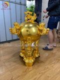 Đỉnh thất lân vờn cầu bằng đồng vàng hun dát vàng  | đỉnh đồng thất lân vờn cầu đủ kích cỡ