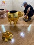 Đỉnh thất lân vờn cầu bằng đồng vàng hun dát vàng  | đỉnh đồng thất lân vờn cầu đủ kích cỡ