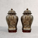 Đôi lục bình choé bằng đồng đỏ khảm ngũ sắc cao 60cm - Lục bình cỡ lớn