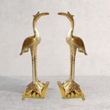 Đôi hạc thờ ngậm ngọc đồng đỏ cao 176cm dát vàng 24k